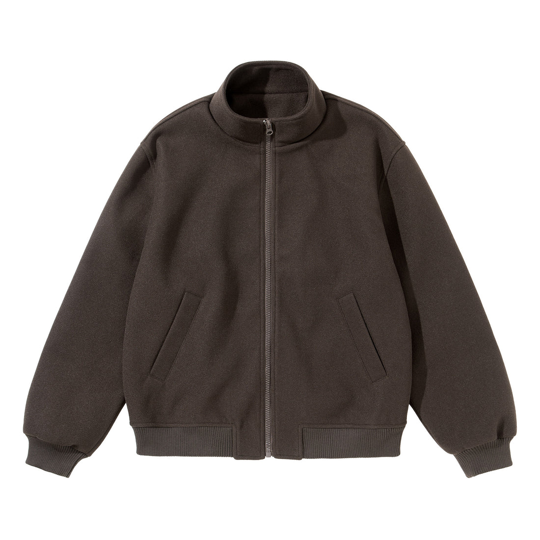 Unisex Kurz geschnittener kastiger Wollmix Blouson mit Stehkragen Echoarchiv