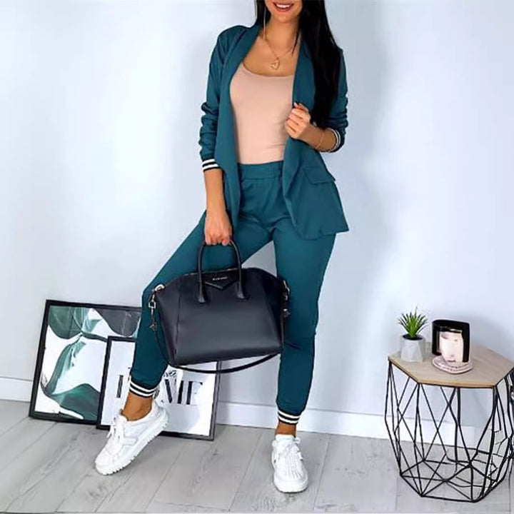Damen nan sportlich-elegantes Blazer-Jogginghose Zweiteiler mit elastischem Bund und Bündchen Echo Archiv