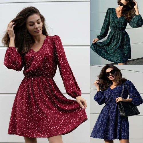 Damen Minikleid mit elegantem V-Ausschnitt und voluminösen Ärmeln Echo Archiv