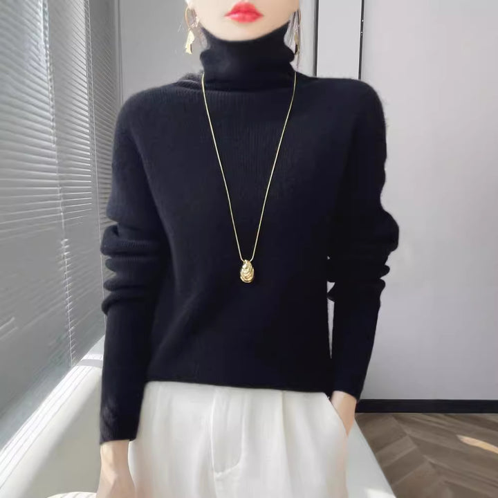 Damen Kurz geschnittener Rollkragenpullover aus weichem Kaschmir-Blend mit schmaler Silhouette Echoarchiv
