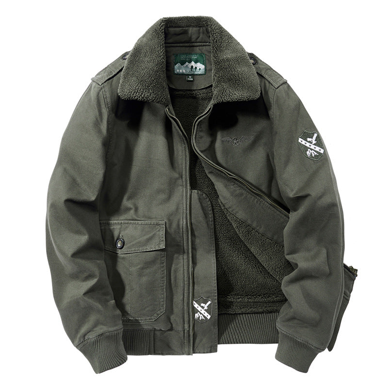 Herren nan Canvas-Pilotjacke mit Sherpa-Kragen, gesteppter Innenlage und Ärmel-Reißverschlusstasche Echo Archiv