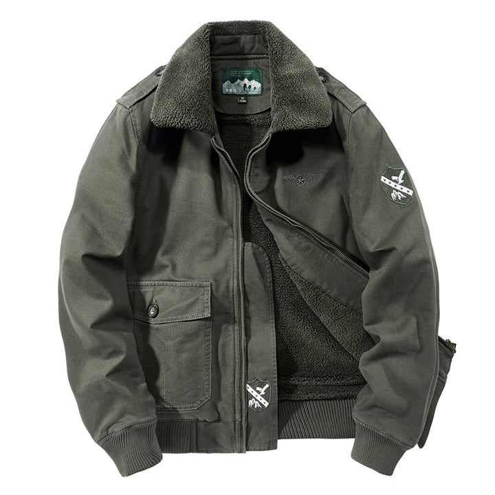 Herren nan Canvas-Pilotjacke mit Sherpa-Kragen, gesteppter Innenlage und Ärmel-Reißverschlusstasche Echo Archiv