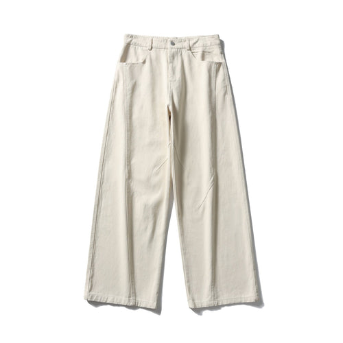 Damen Hochtaillierte weite Culotte‑Hose aus Baumwoll‑Twill mit Ziersteilnähten Echoarchiv