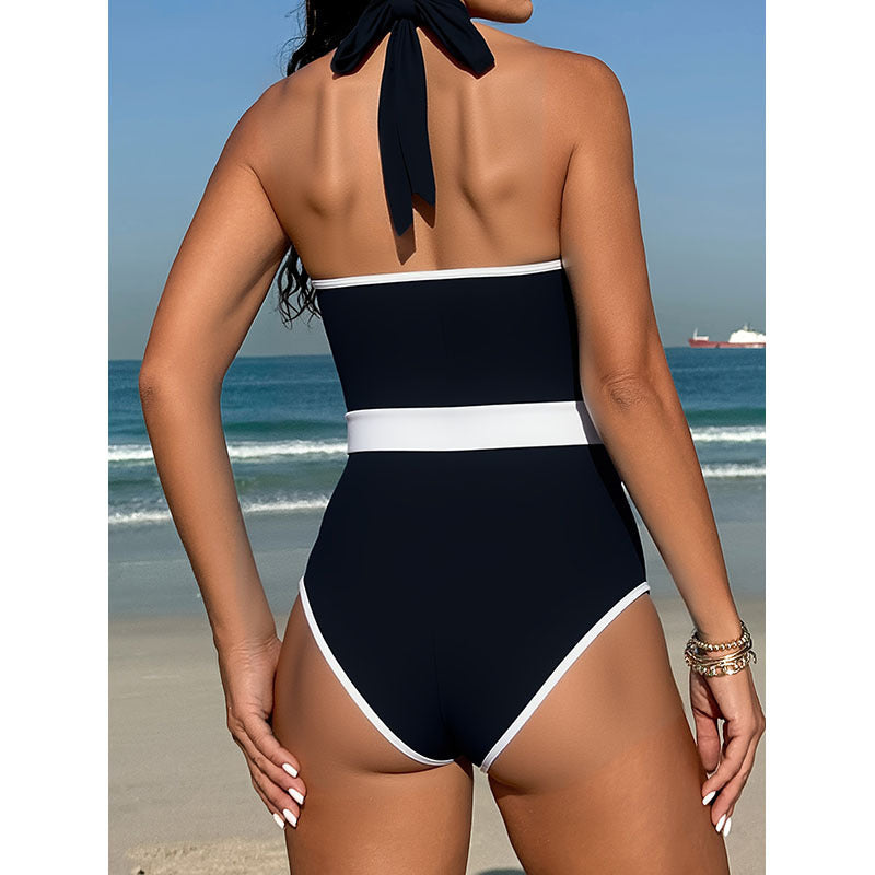 Damen Sportlicher Einteiler Badeanzug mit Gürtel Echo Archiv
