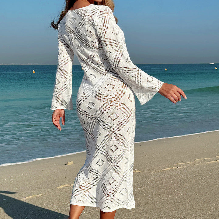 Damen elegantes Häkelkleid mit weit ausgestellten Ärmeln Echo Archiv