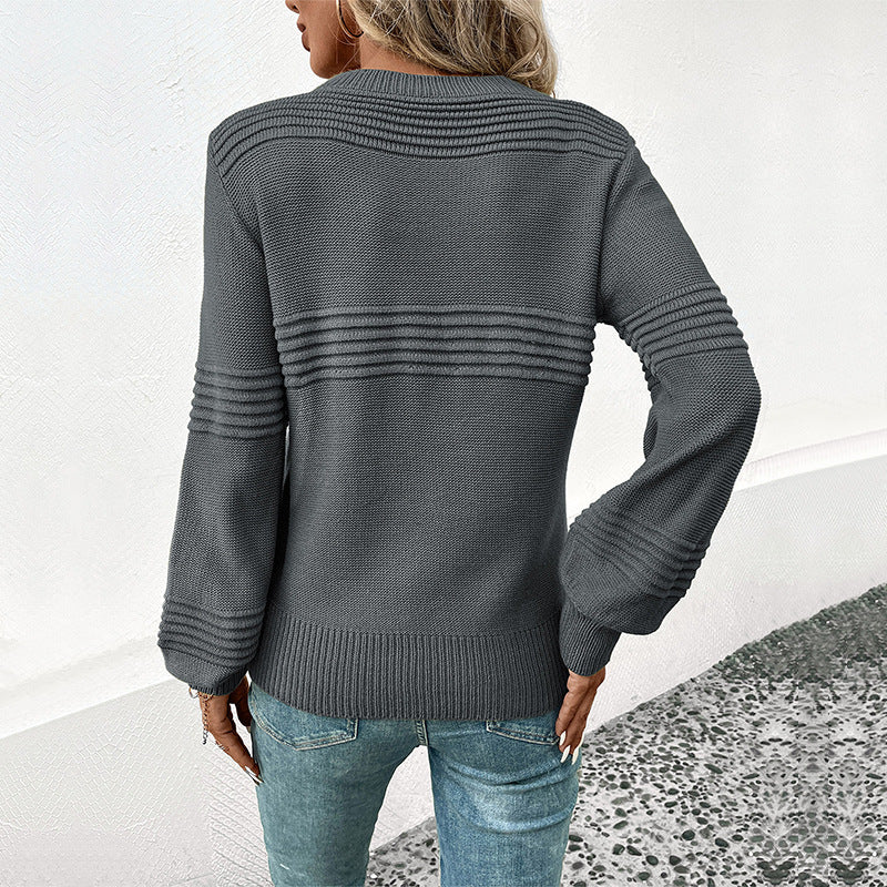 Damen Feinstrick‑Pullover mit horizontaler Rippenpasse und gerippten Bündchen Echoarchiv