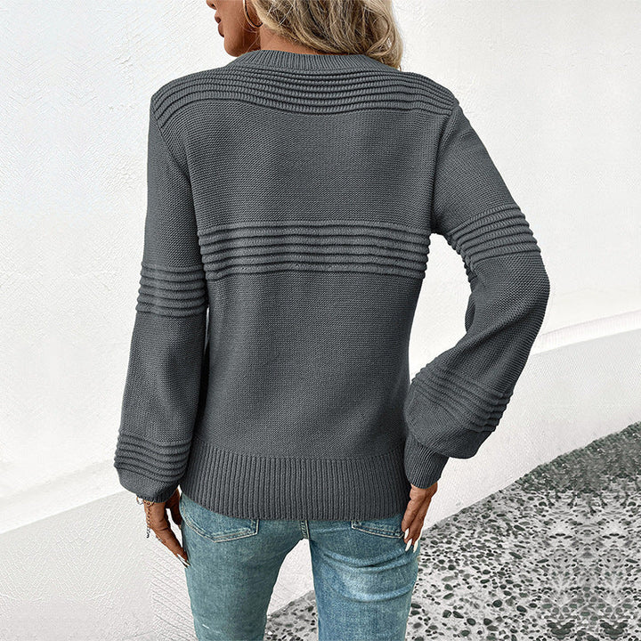 Damen Feinstrick‑Pullover mit horizontaler Rippenpasse und gerippten Bündchen Echoarchiv