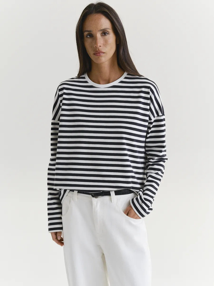 Damen Lässiges gestreiftes Langarmshirt Echo Archiv