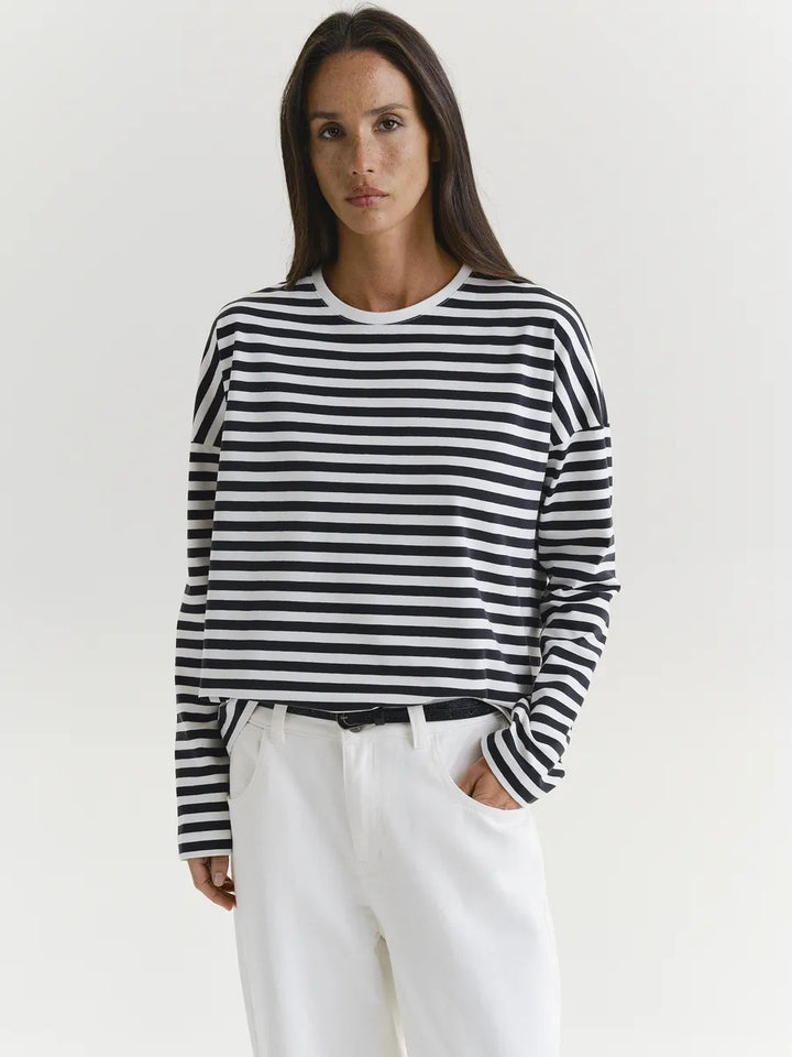 Damen Lässiges gestreiftes Langarmshirt Echo Archiv
