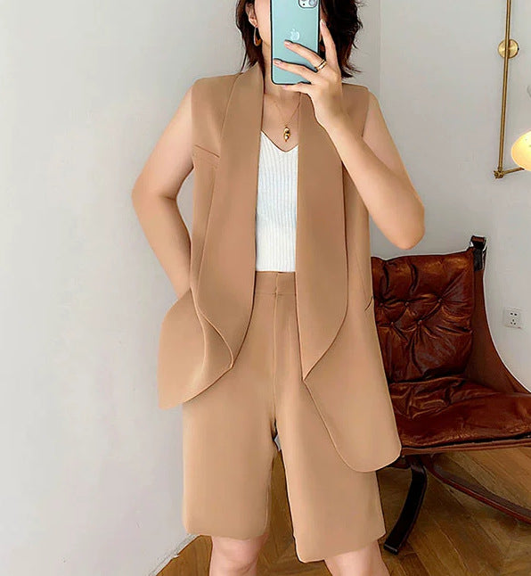 Damen Modische Weste und Shorts Set Echoarchiv