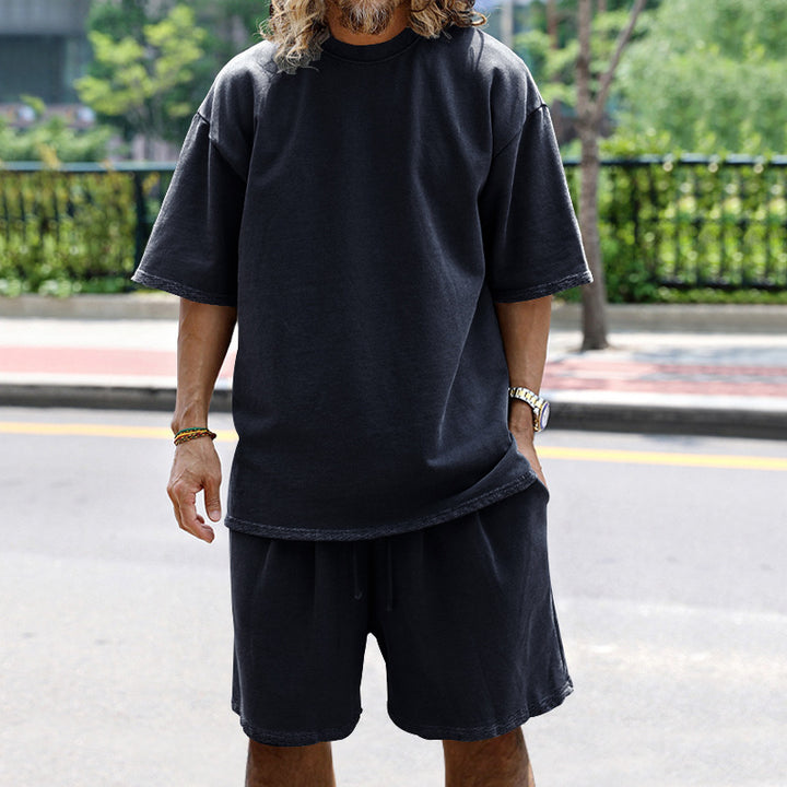 Herren Bequemer Freizeitanzug mit lässigem T-Shirt und Shorts Echoarchiv