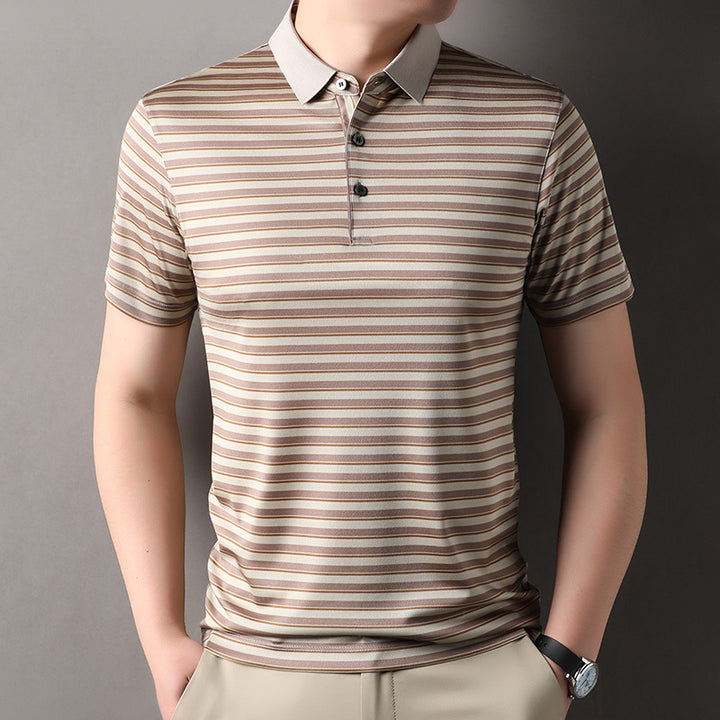 Herren Poloshirt mit atmungsaktiver Komforttechnologie und modernem Streifenmuster Echoarchiv
