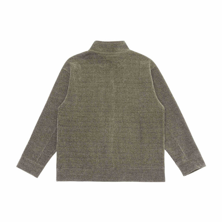 Unisex Feinstruktur-Halfzip-Pullover mit Stehkragen und karierter Knopfleiste Echoarchiv