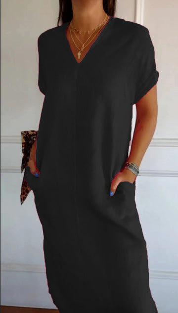 Damen luftiges Leinenkleid mit praktischen Seitentaschen Echoarchiv
