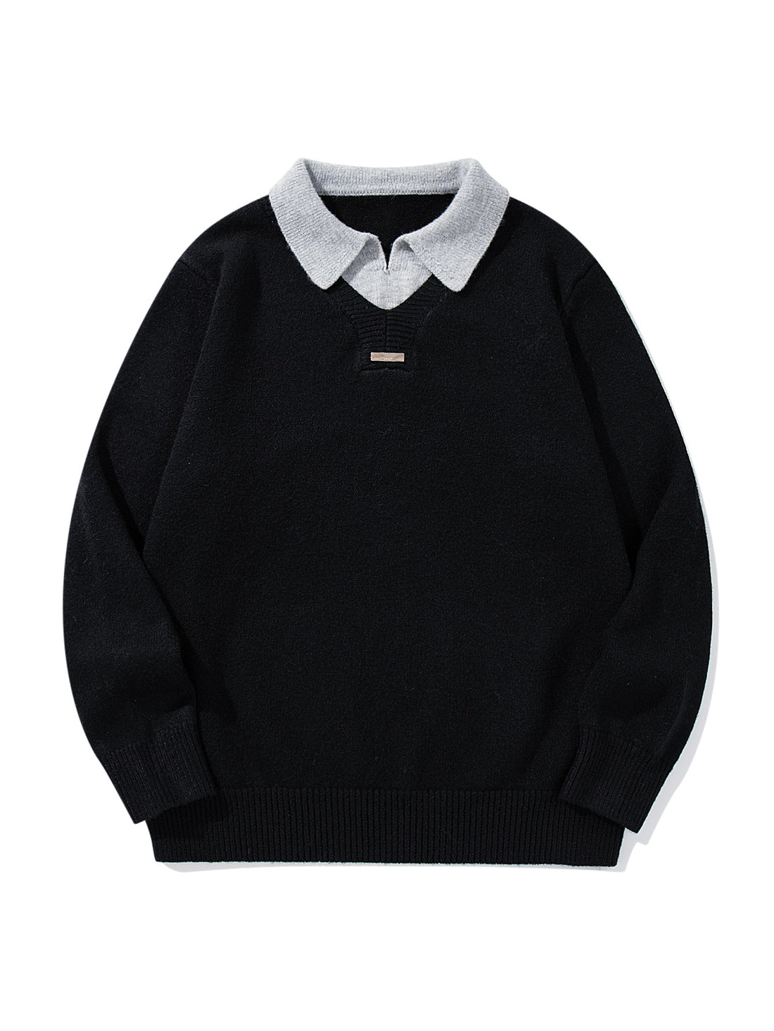 Herren Boxy-Strickpullover mit Polokragen und V‑Einsatz Echoarchiv