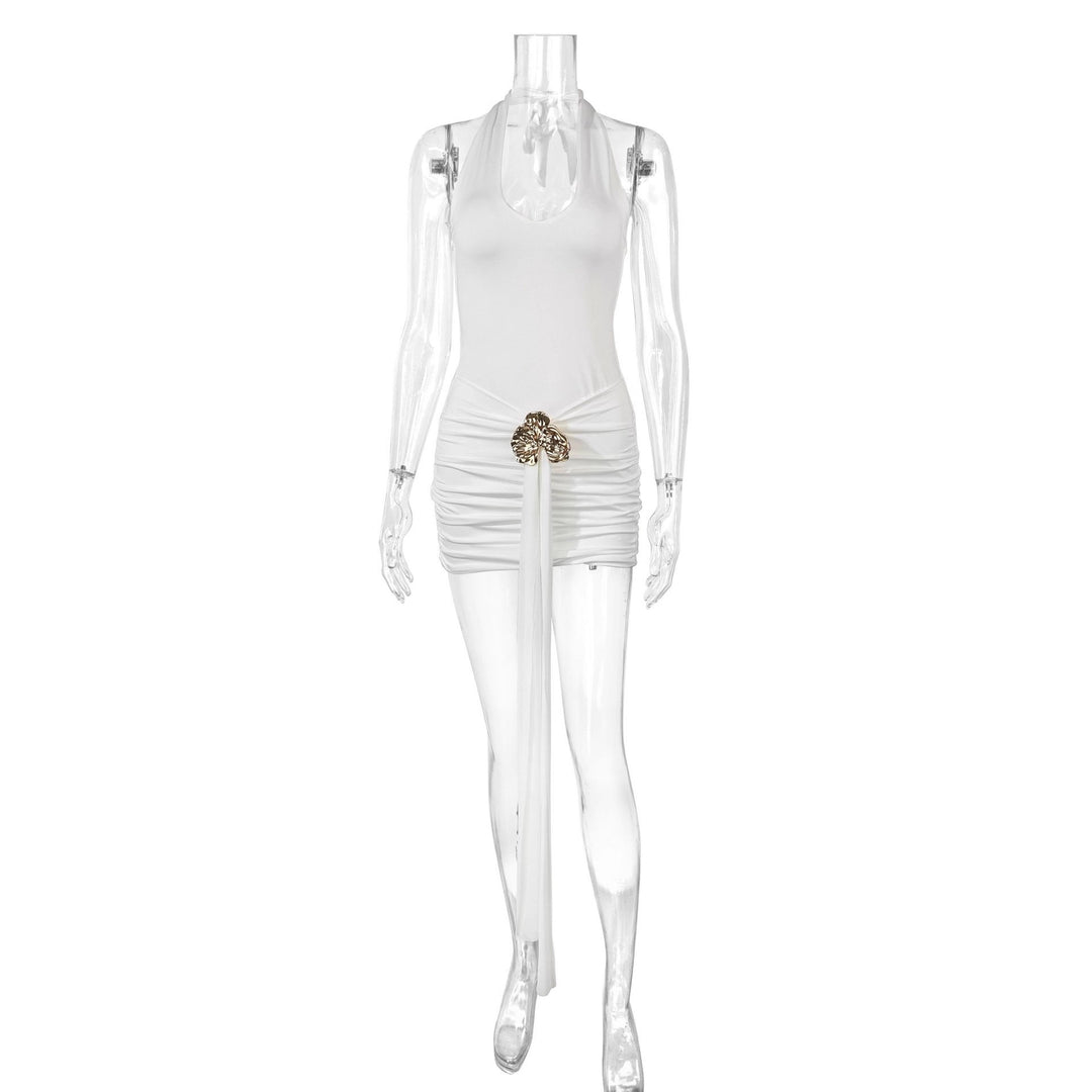 Damen Elegantes Cut-Out Minikleid mit Wickeloptik und Glamourösen Details Echo Archiv