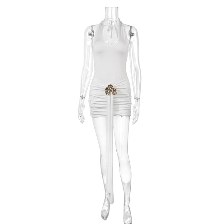 Damen Elegantes Cut-Out Minikleid mit Wickeloptik und Glamourösen Details Echo Archiv