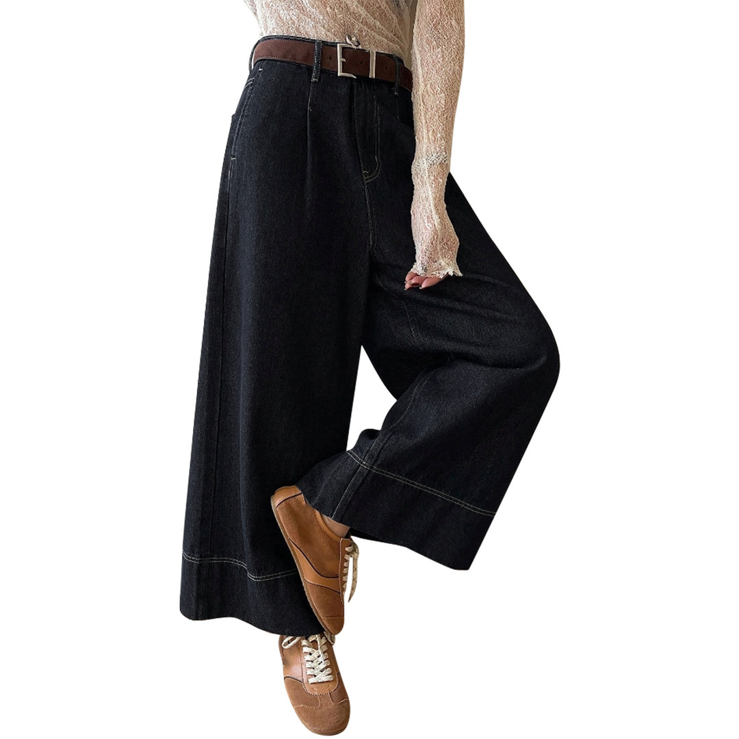 Damen High-Waist Culotte-Jeans aus schwerem Wide-Leg-Denim mit dekorativer Vordernaht Echo Archiv