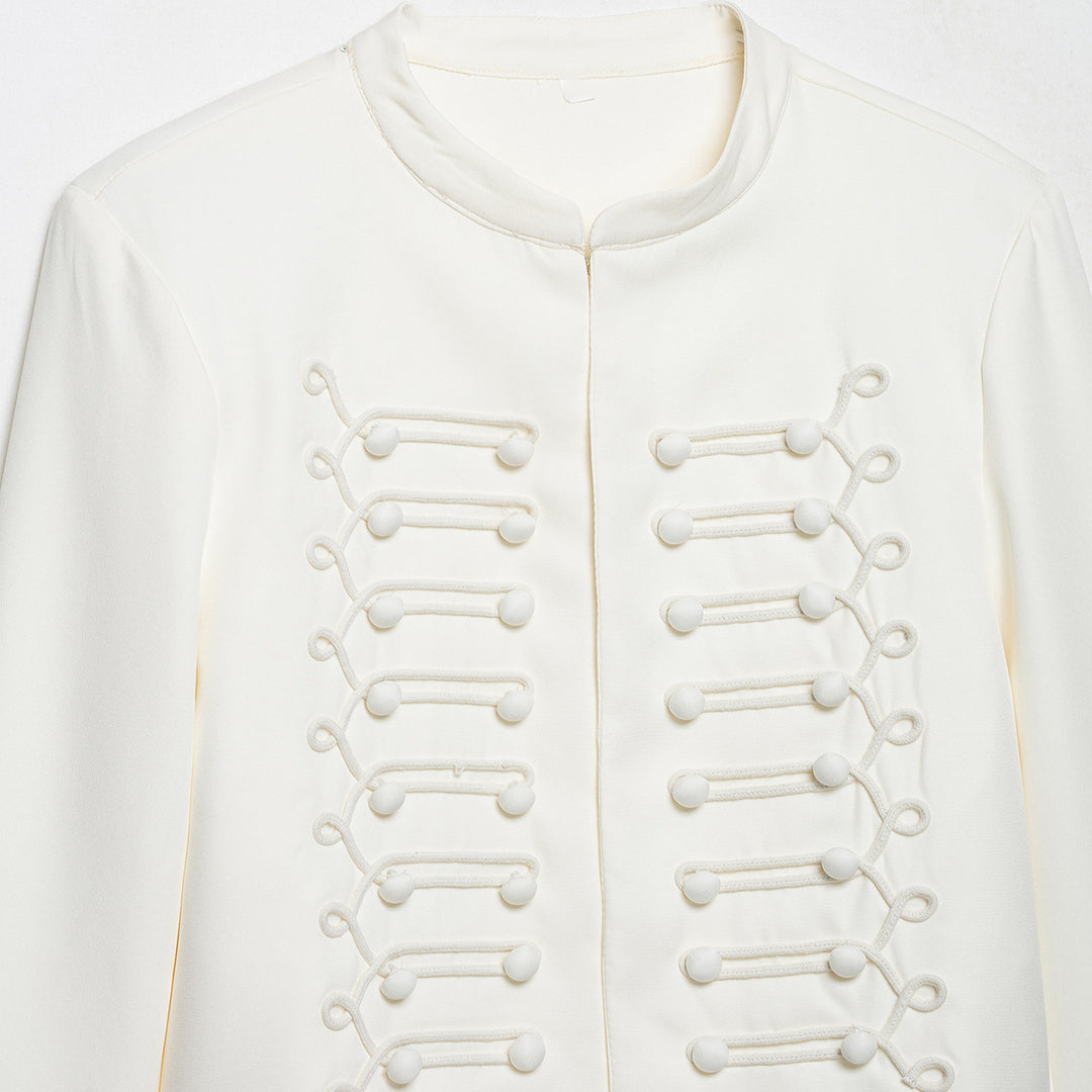 Damen Korddetail-Bolerojacke mit Stehkragen und Paraderiegel-Optik Echo Archiv