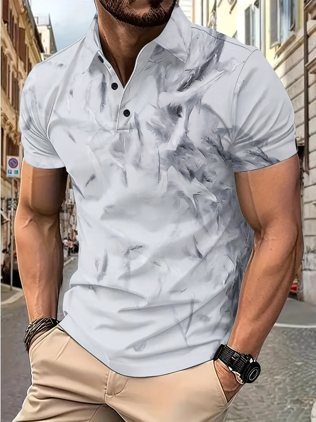 Herren Kurzarm Poloshirt mit modernem Strukturdesign Echoarchiv