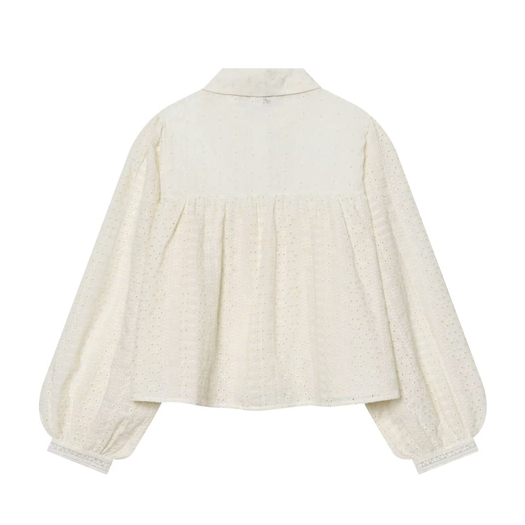 Damen Bestickte Oversize-Hemdbluse mit Ballonärmeln Echo Archiv