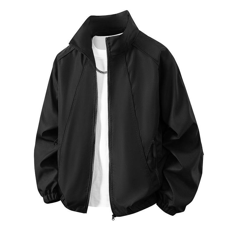 Herren Leichte windabweisende Übergangsjacke mit Stehkragen und elastischen Bündchen Echoarchiv