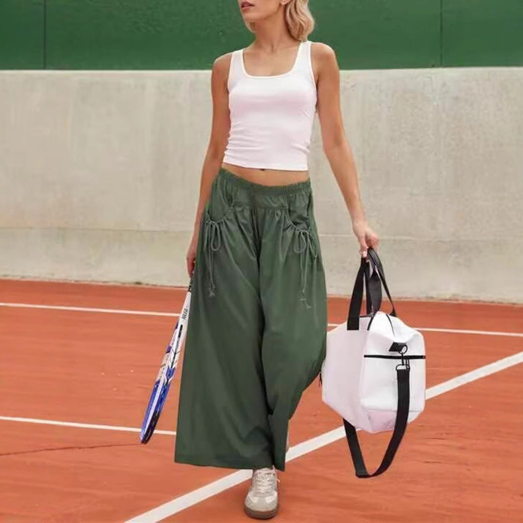 Damen Weite Culotte-Hose mit Kordelzug und großzügigen Taschen – Avérine