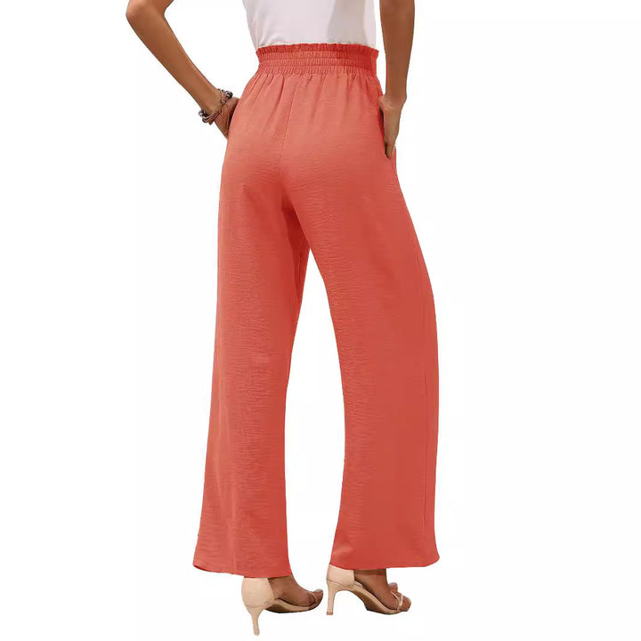 Damen nan Paperbag-Hose mit weitem Bein, hohem elastischem Bund und Bindegürtel Echo Archiv