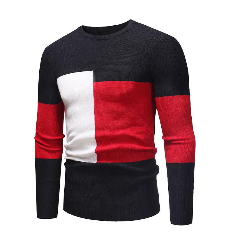 Herren Designer Pullover mit modernem Blockmuster Echoarchiv