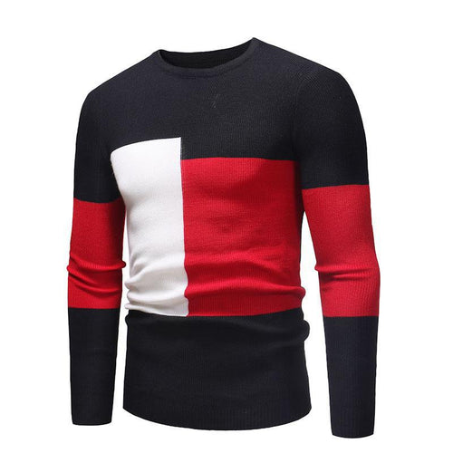 Herren Designer Pullover mit modernem Blockmuster Echoarchiv