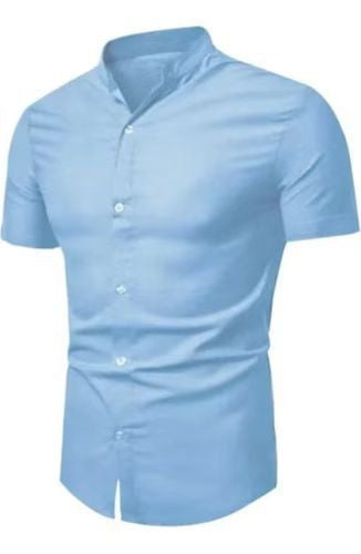 Herren Kurzarmhemd mit modernem Stehkragen und eleganten Knopfdetails Echoarchiv
