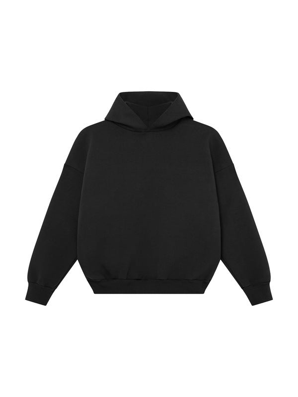 Unisex minimalistischer Kapuzenpullover ohne Kängurutasche mit überschnittener Schulter und geripptem Saum Echo Archiv