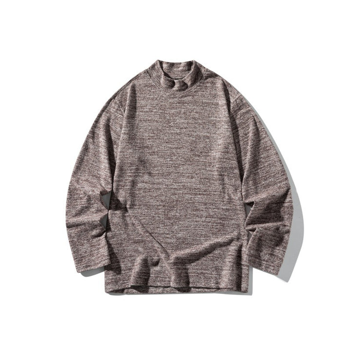 Unisex Feinstrick-Mockneck-Pullover mit melierter Struktur und relaxed Fit Echoarchiv