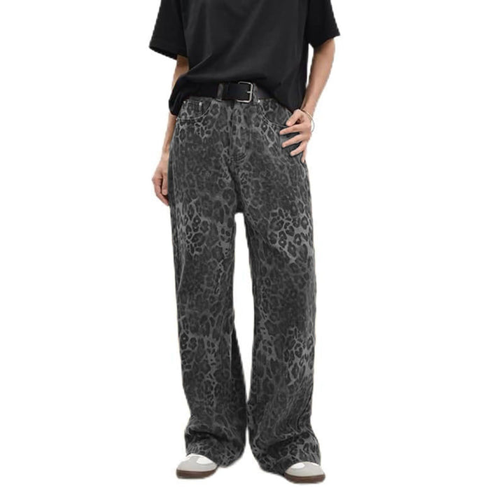 Damen nan weite High‑Waist Palazzohose im Leomuster mit Five‑Pocket‑Schnitt und entspanntem Bein Echo Archiv