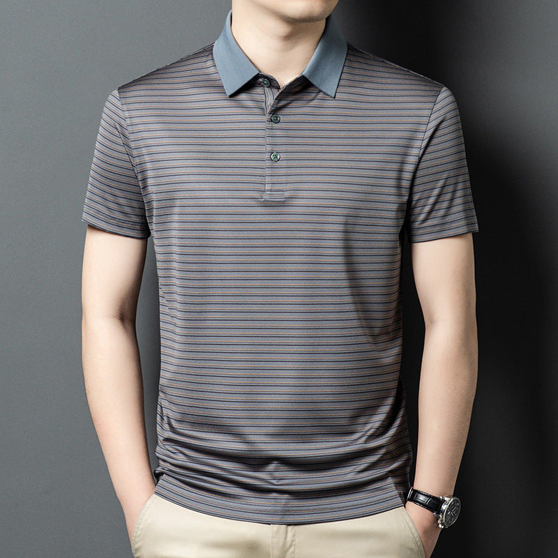 Herren Kurzarm Poloshirt mit innovativem Streifenmuster und atmungsaktiver Technologie Echoarchiv