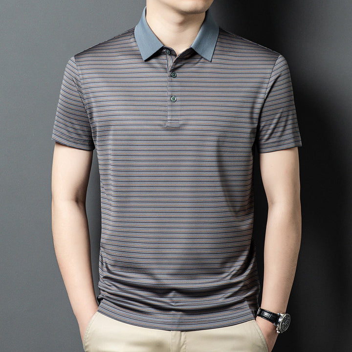 Herren Kurzarm Poloshirt mit innovativem Streifenmuster und atmungsaktiver Technologie Echoarchiv