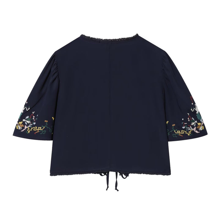Damen kurze Bluse mit Platz für elegantes Binden Echo Archiv
