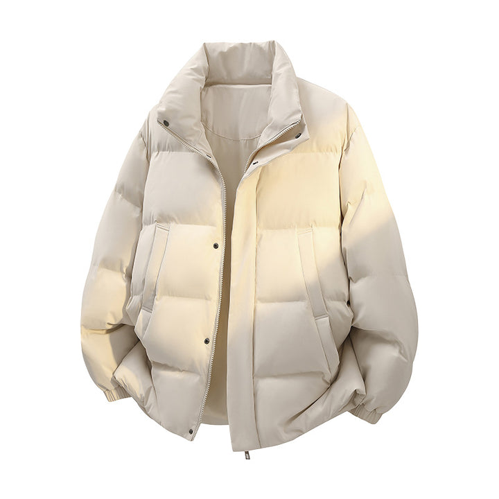 Herren Kurz geschnittener Oversize-Puffer mit Stehkragen, Druckknopfblende und verdecktem Reißverschluss Echoarchiv