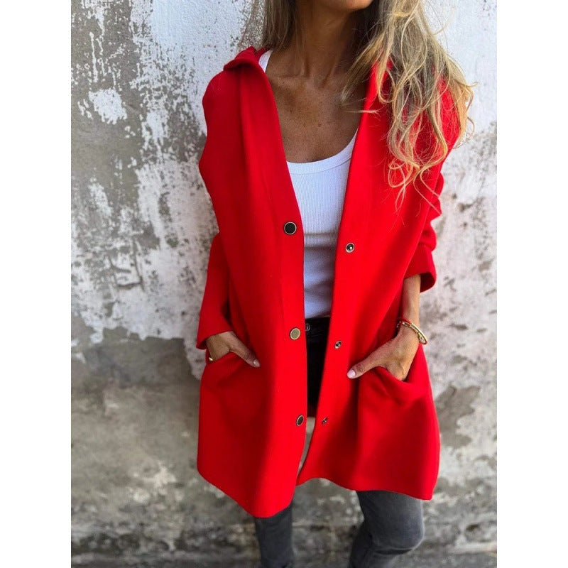 Damen Midilanger Oversize-Mantel aus Wollmix mit klarer Knopfleiste und minimalistischem Revers Echo Archiv