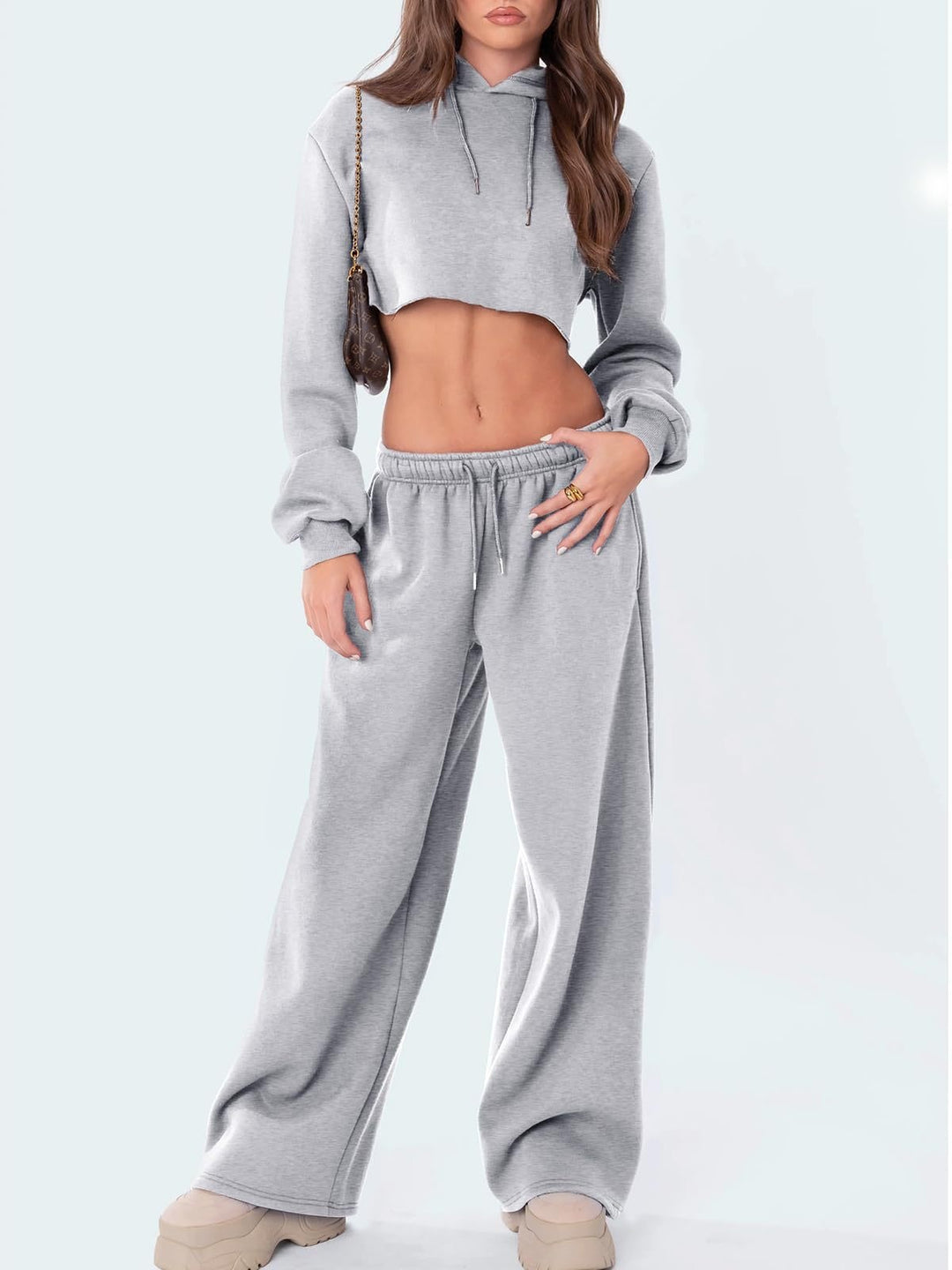 Damen weite Loungehose mit hohem Komfortbund, elastischem Tunnelzug und seitlichen Eingrifftaschen – Avélisse