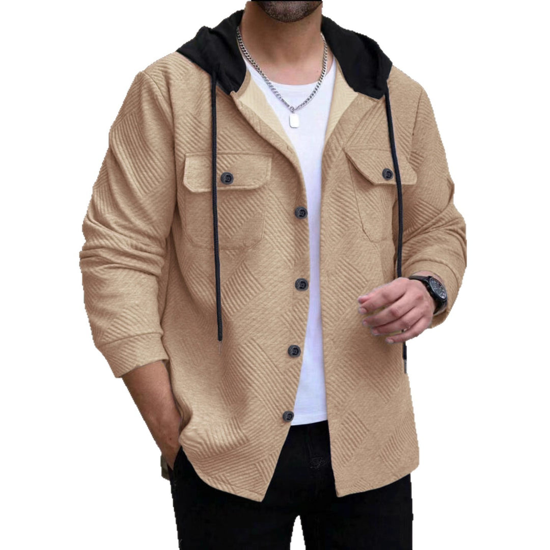 Herren lässige Utility-Jacke mit Kapuze und strukturiertem Muster Echoarchiv