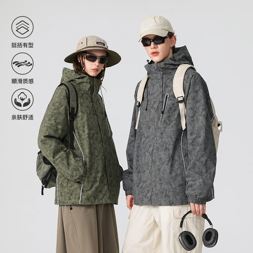 Herren technische Regenjacke mit Kapuze, wasserdichtem Material und Brust-Reißverschluss Echo Archiv
