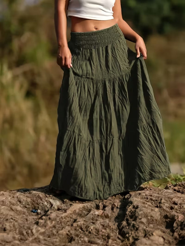 Damen Maxirock mit Stufen, gerafftem Smokbund und luftigem Crinkle-Stoff Echo Archiv