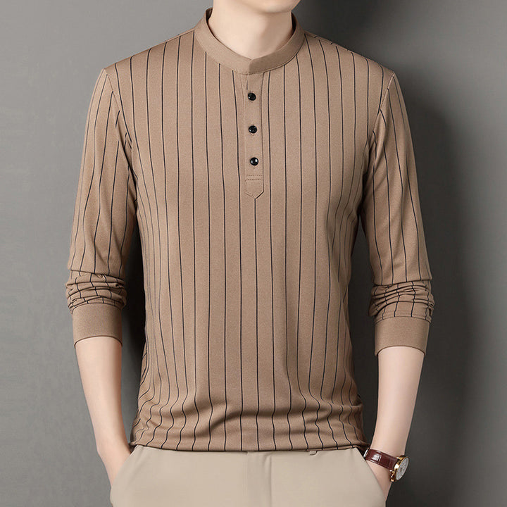 Herren Poloshirt mit elegantem Streifenmuster und hochwertiger Knopfleiste Echoarchiv