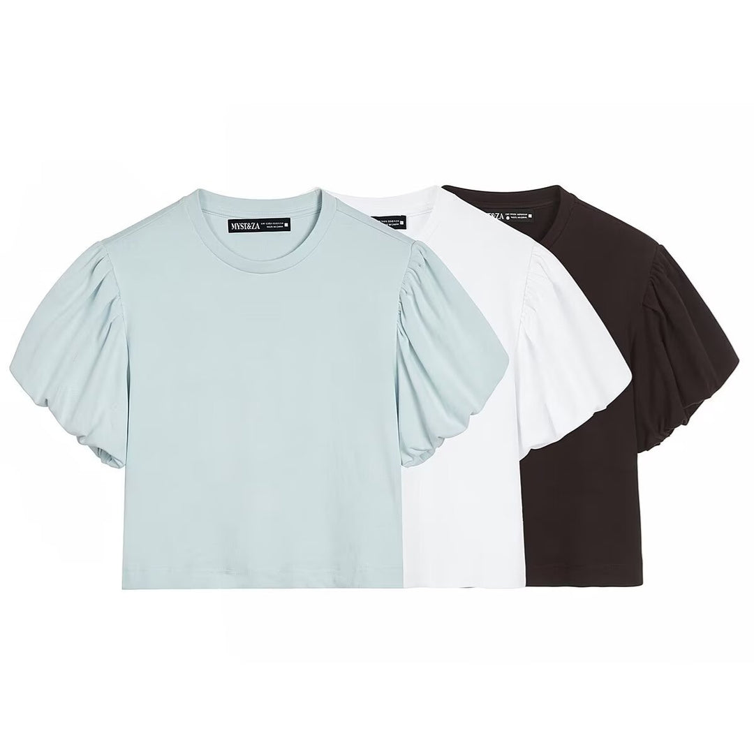 Damen modisches Crop-Top mit voluminösen Puffärmeln Echo Archiv
