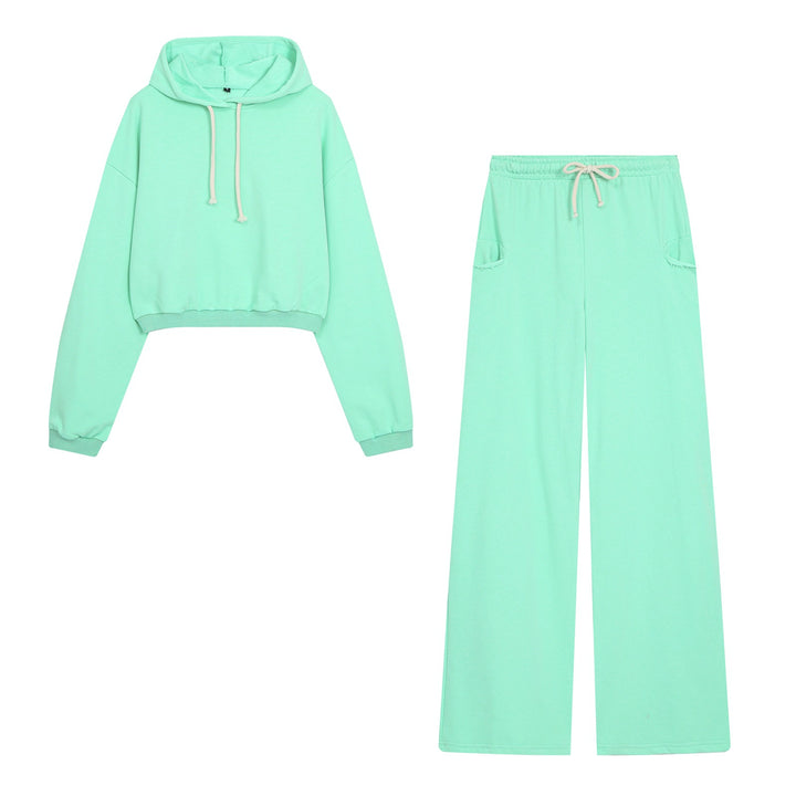 Damen Weite Jersey‑Loungehose mit Gummibund, Kordelzug und Fransen‑Taschen Echo Archiv