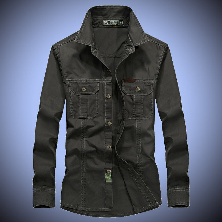 Herren Canvas-Overshirt mit Brustklappen und robustem Baumwollmix – Taviero