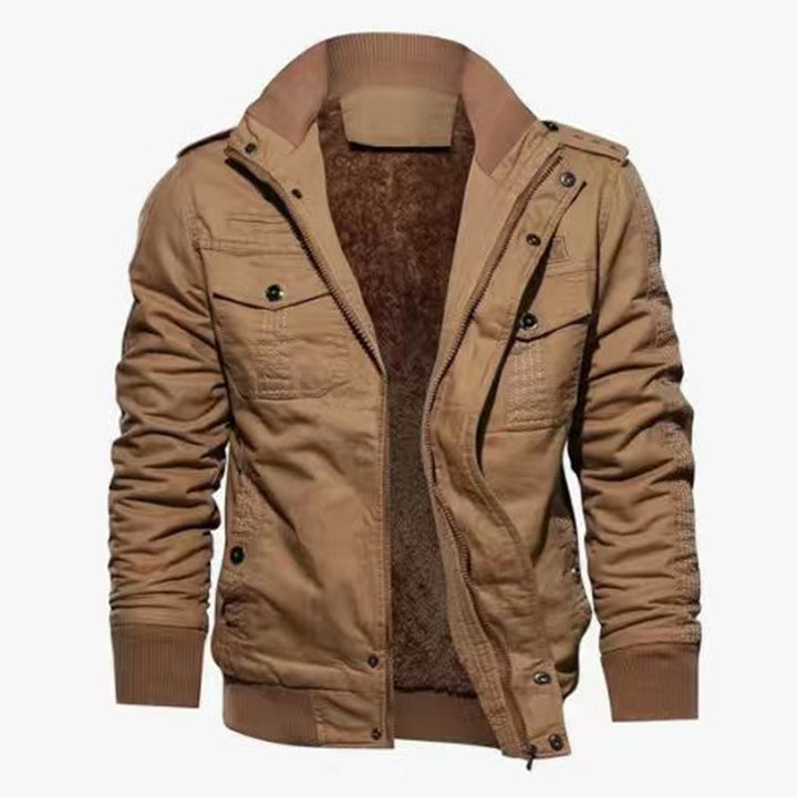 Herren Thermisch gefütterte militärische Feldjacke mit Stehkragen Echoarchiv