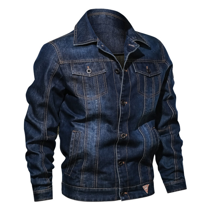 Herren Denim-Truckerjacke mit markanten Kontrastnähten und Brusttaschen – Denvaro