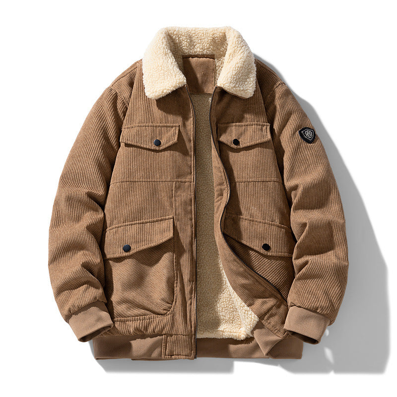Herren Cord-Fieldjacke mit Teddyfutter, gesteppter Isolierung und Multifachtaschen Echo Archiv